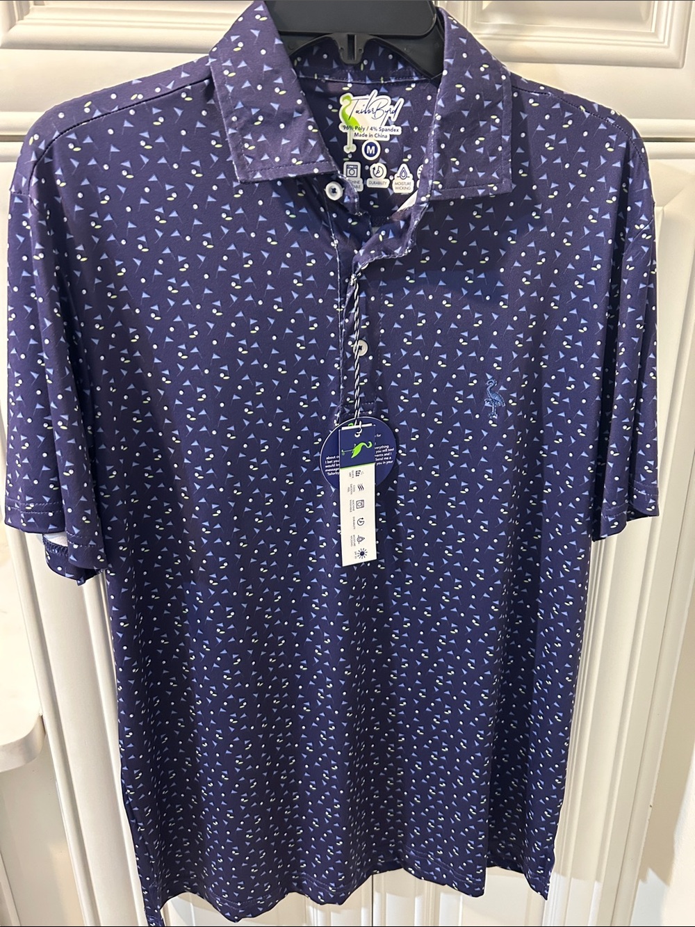 Tailorbyrd Men's Navy Polo with Small Triangle Print